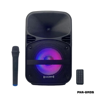 PARLANTE ACTIVO HALION PHA-8MDB 300W 1 MICROFONO BATERIA