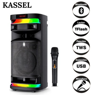 PARLANTE PORTATIL KASSEL K828 WOOFER 8 PULGADA LUZ RGB