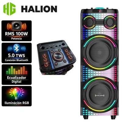 TORRE SONIDO HALION HA 1244 12 PULGADA LUCES RGB KARAOKE