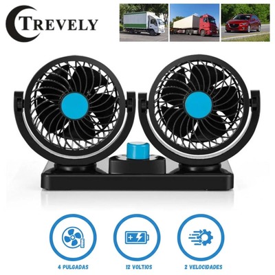 VENTILADOR CARRO DUAL TREVELY OSCILANTE 12 VOLTIO 4 PULGADA 10CM