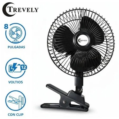 VENTILADOR CARRO TREVELY OSCILANTE 12 VOLTIO 8 PULGADA 20CM CT800