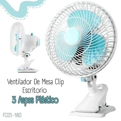 VENTILADOR ESCRITORIO GIRATORIO 2 EN 1 CON CLIP FC05-180